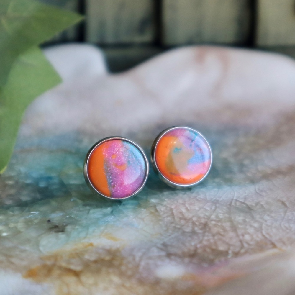 Handmade STUD Earrings Polymer Clay